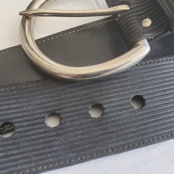 Gilles Herve Paris France Rubber Belt Chrome Buckle - Picture 1 of 5